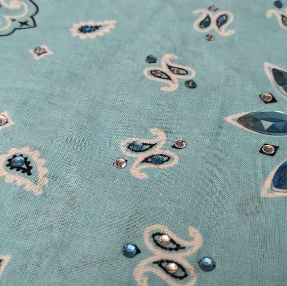 Biker  Bling Bandana Baby Blue - Picture 3 of 6